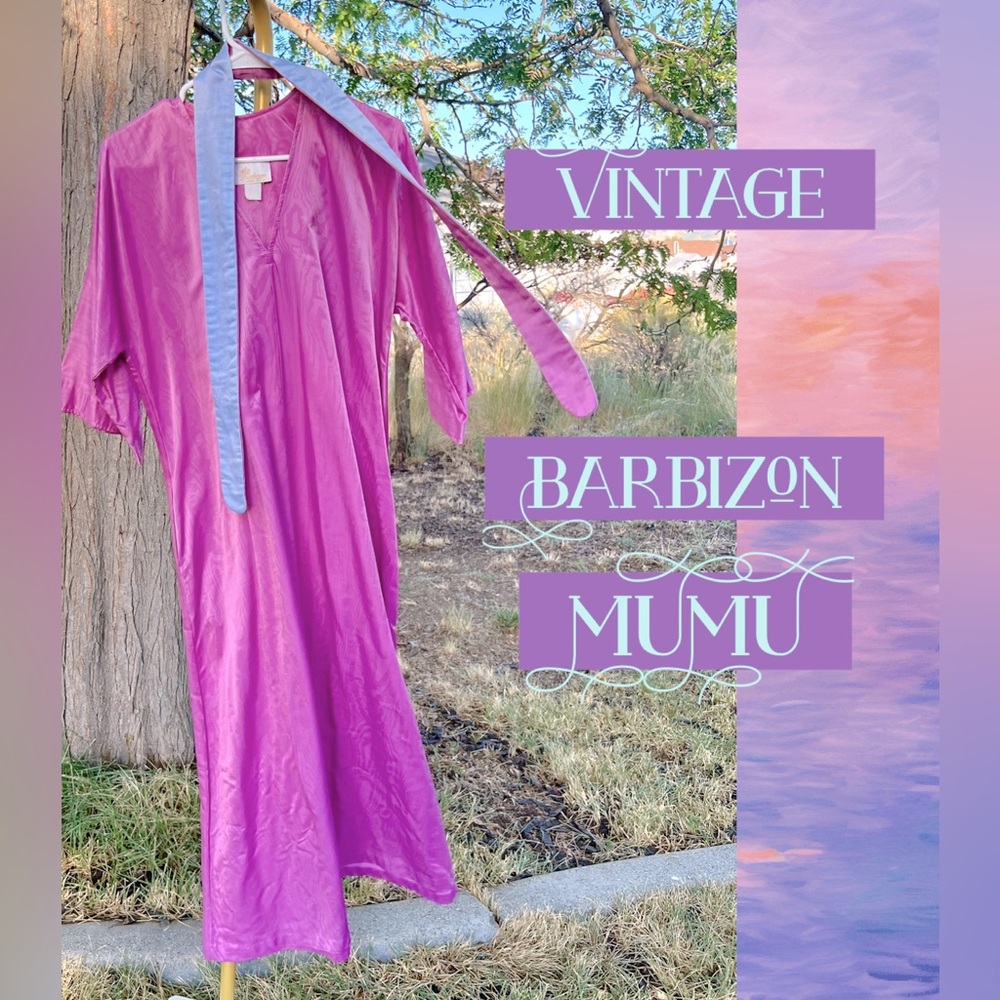 Vintage Barbizon Lilac and Periwinkle MUMU Kimono House Dress With Tie